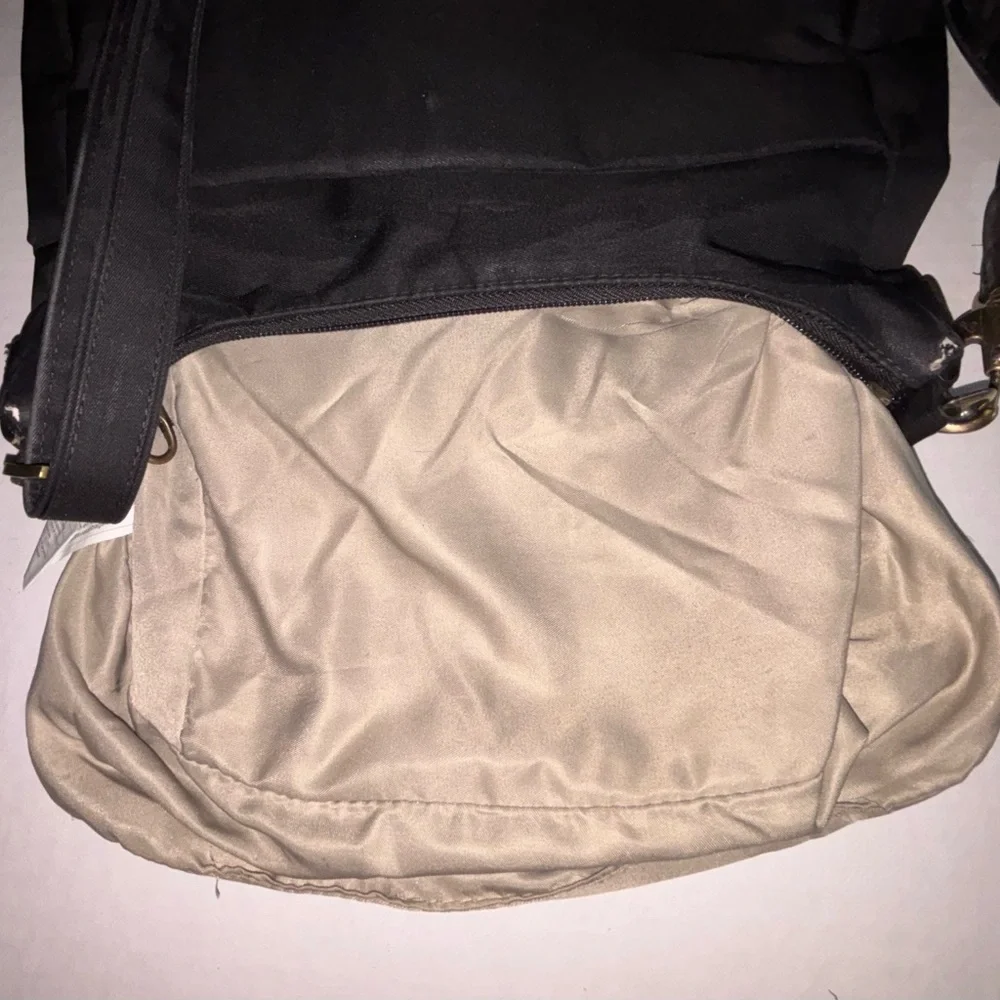 Black Crossbody Bag with Adjustable Strap and nylon Finish
